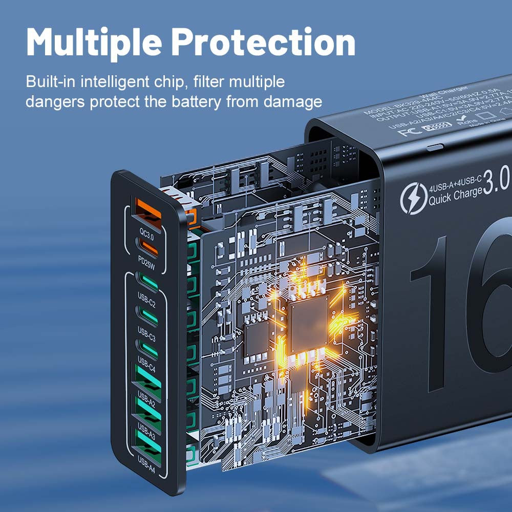 ⚡8-Port Fast Charging USB Hub⚡ (4 USB-C + 4 USB-A)