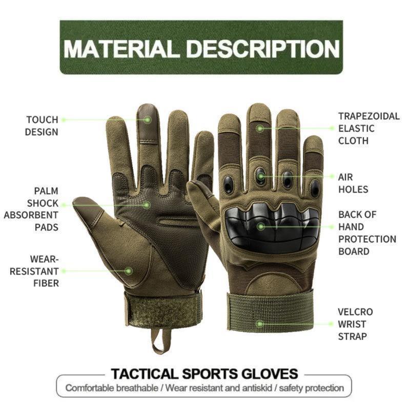 Tactical Full Finger Gloves - Soft Knuckle Protection