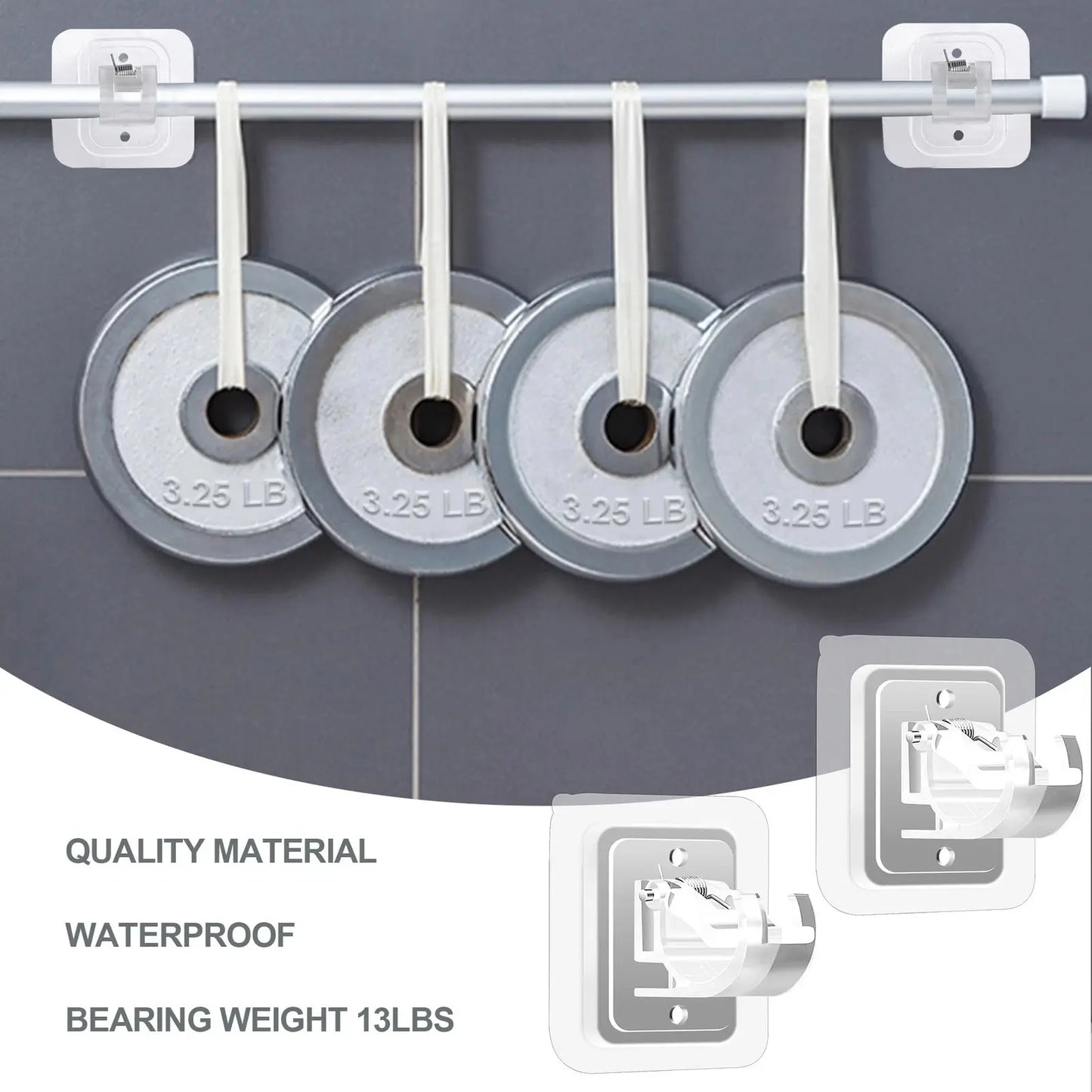 Curtain Rod Brackets with Clips,Transparent Drapery Hooks,Rod Hanging