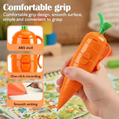 60-Second Voice Recorder with Playback & Audio Recorder Pen - Cute Carrot-Shaped Recorder Device