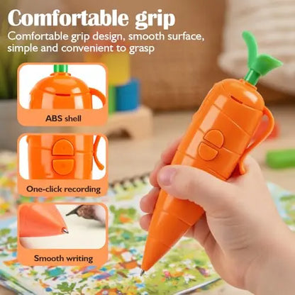 60-Second Voice Recorder with Playback & Audio Recorder Pen - Cute Carrot-Shaped Recorder Device