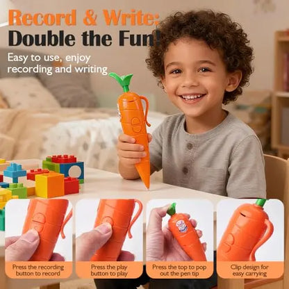 60-Second Voice Recorder with Playback & Audio Recorder Pen - Cute Carrot-Shaped Recorder Device
