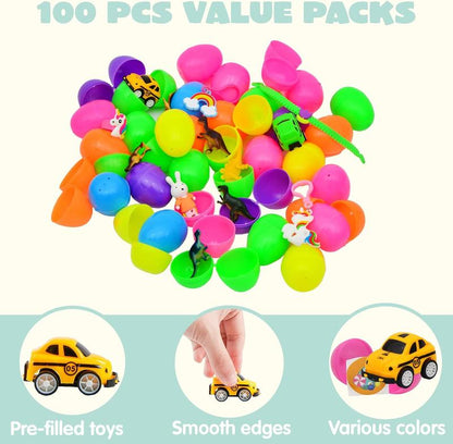 120Pcs Prefilled Easter Egg Kit | Prefilled with Toys & Stickers 🐰