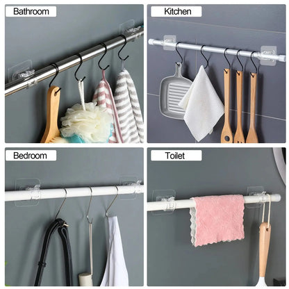 Curtain Rod Brackets with Clips,Transparent Drapery Hooks,Rod Hanging