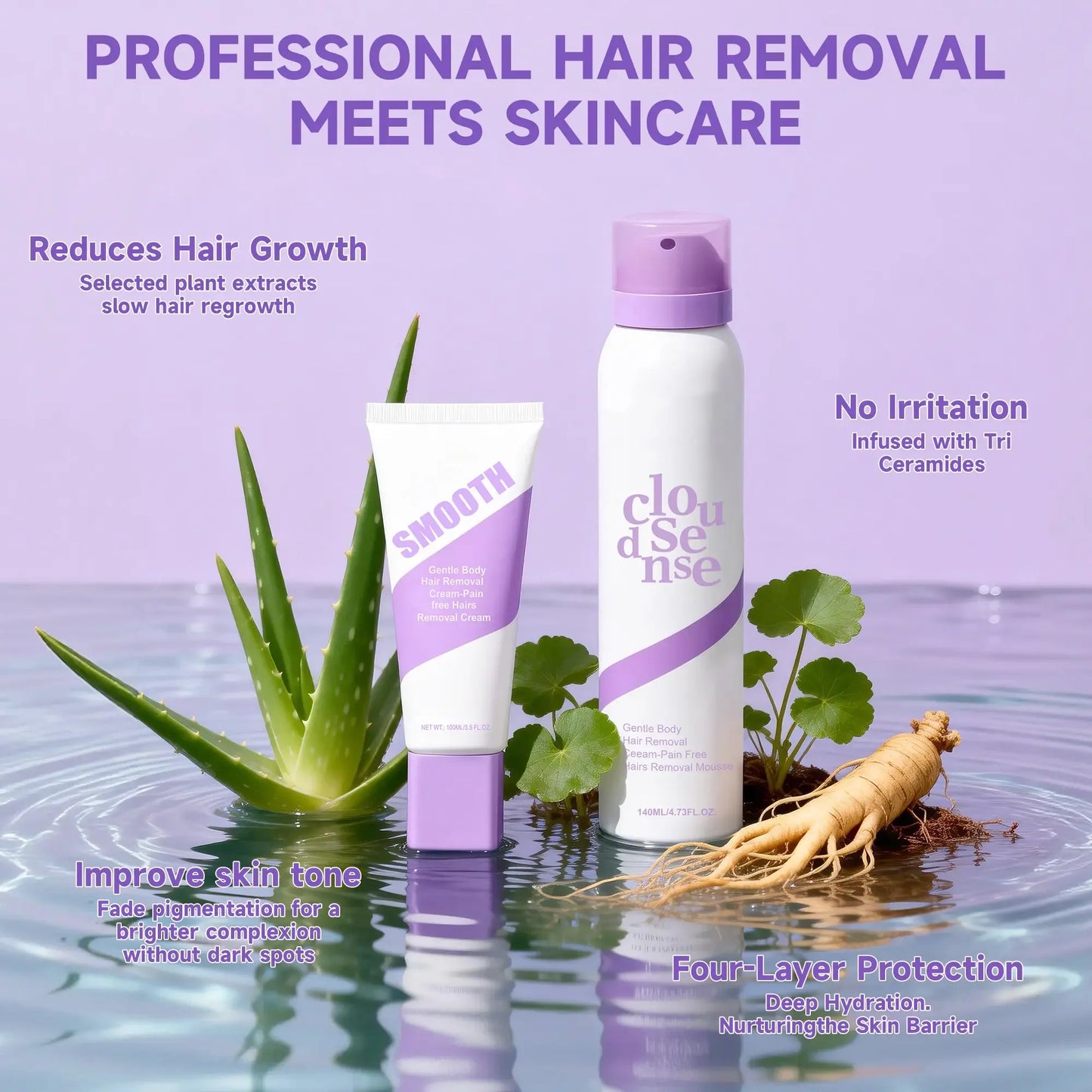 Bikini Pain-Free Hair Removal Cream Smooth Skin, Without the Pain Gentle & Fast-Acting Depilatory