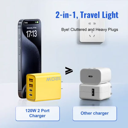 Portable Fast Charger. Type C/USB A Dual Ports Adapter.4 in 1 Fast Charging Cable & Data Sync