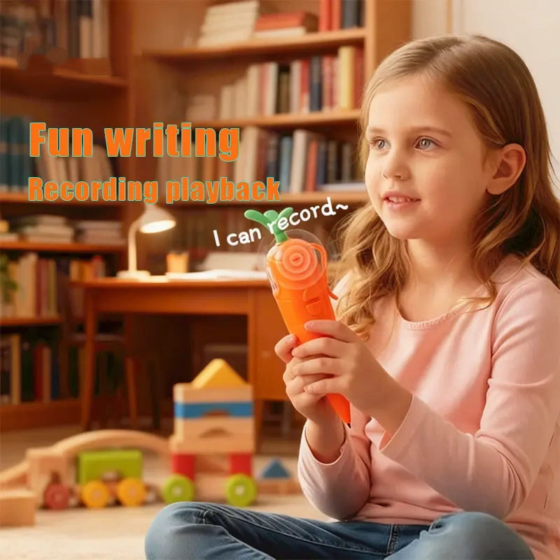 60-Second Voice Recorder with Playback & Audio Recorder Pen - Cute Carrot-Shaped Recorder Device