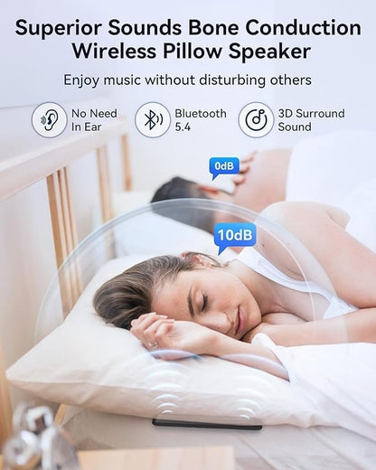 Under-Pillow Sleep Speaker (Bluetooth 5.4) — Gentle Vibration Audio + White Noise + Sleep Timer