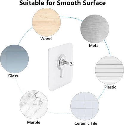 Adhesive Screw Hooks - No Drill, No Damage, Holds 5kg | Wall, Tile & Glass
