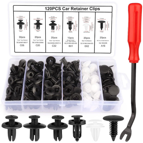 Car Fastener Box Set – 120pcs Plastic Rivet Clips with Removal Tool