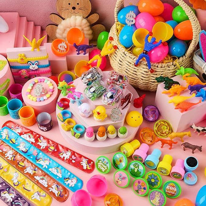 120Pcs Prefilled Easter Egg Kit | Prefilled with Toys & Stickers 🐰