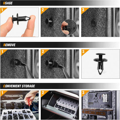 Car Fastener Box Set – 120pcs Plastic Rivet Clips with Removal Tool