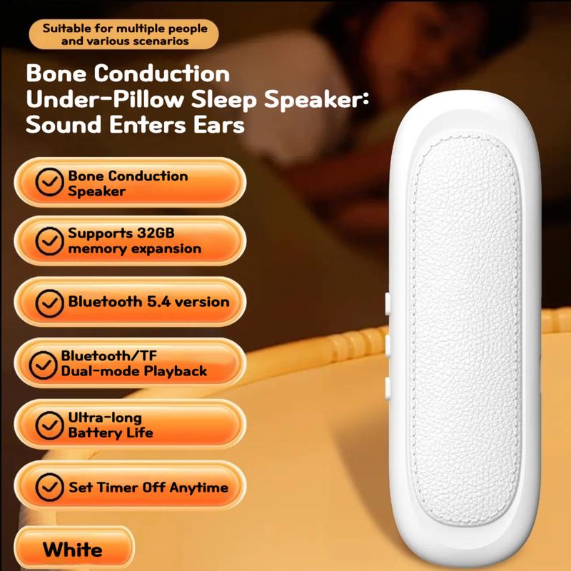 Under-Pillow Sleep Speaker (Bluetooth 5.4) — Gentle Vibration Audio + White Noise + Sleep Timer