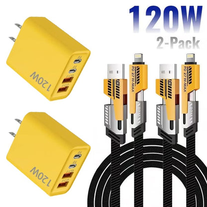 Portable Fast Charger. Type C/USB A Dual Ports Adapter.4 in 1 Fast Charging Cable & Data Sync