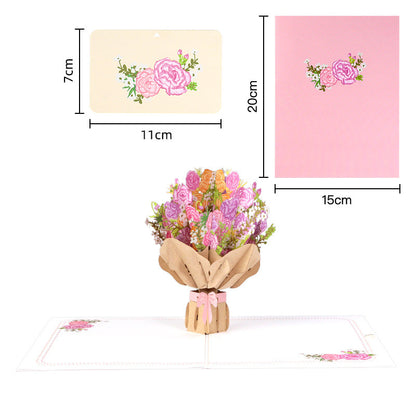 Mother's Day Card, 3D Pop-Up Card with Flower Bouquet Keepsake Gift