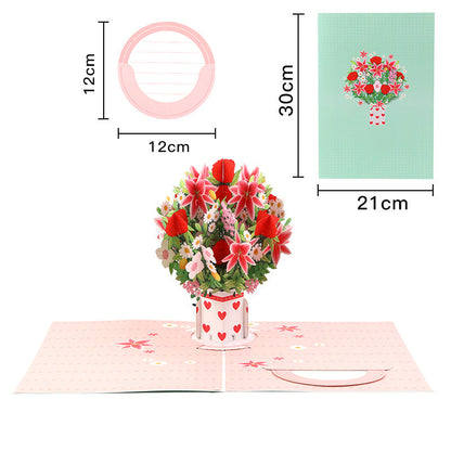 Mother's Day Card, 3D Pop-Up Card with Flower Bouquet Keepsake Gift