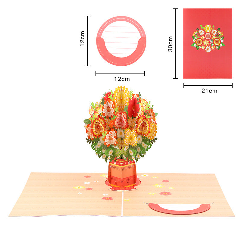 Mother's Day Card, 3D Pop-Up Card with Flower Bouquet Keepsake Gift