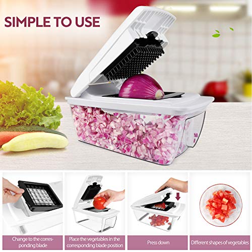 QIAWI Vegetable Chopper,15-in-1 Multifunctional Food Chopper