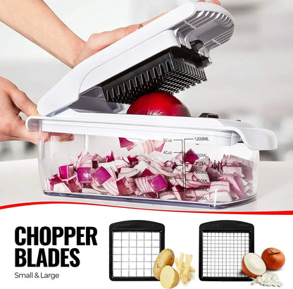 QIAWI Vegetable Chopper,15-in-1 Multifunctional Food Chopper