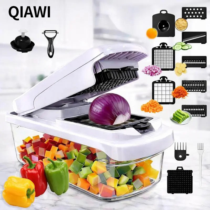 QIAWI Vegetable Chopper,15-in-1 Multifunctional Food Chopper