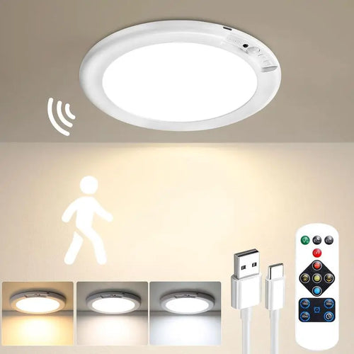 Magnetic Motion Sensor Ceiling Light-Rechargeable Motion Sensor Ceiling Light with Remote