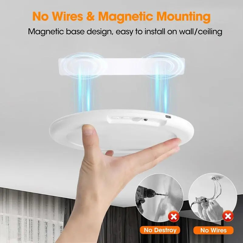 Magnetic Motion Sensor Ceiling Light-Rechargeable Motion Sensor Ceiling Light with Remote