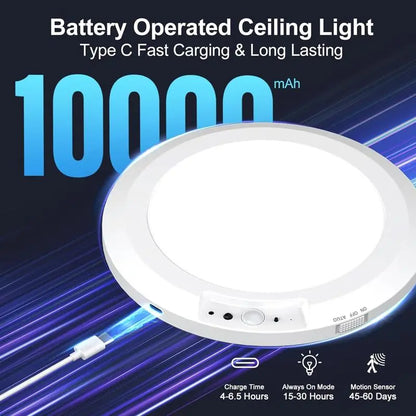 Magnetic Motion Sensor Ceiling Light-Rechargeable Motion Sensor Ceiling Light with Remote