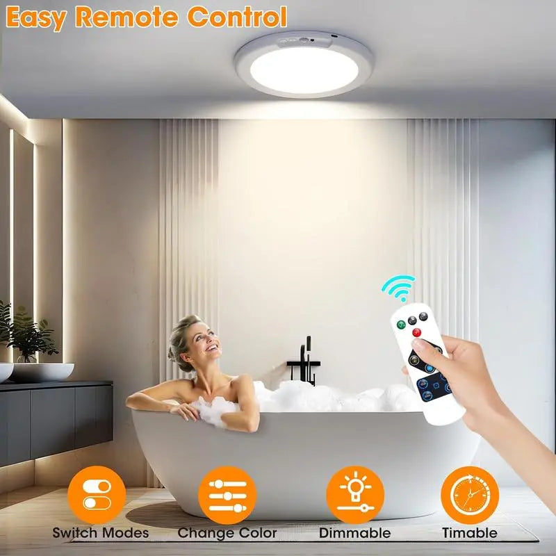Magnetic Motion Sensor Ceiling Light-Rechargeable Motion Sensor Ceiling Light with Remote