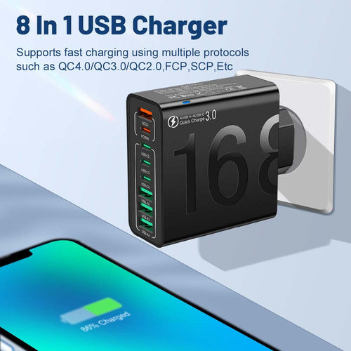 ⚡8-Port Fast Charging USB Hub⚡ (4 USB-C + 4 USB-A)