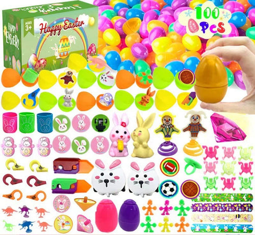 120Pcs Prefilled Easter Egg Kit | Prefilled with Toys & Stickers 🐰