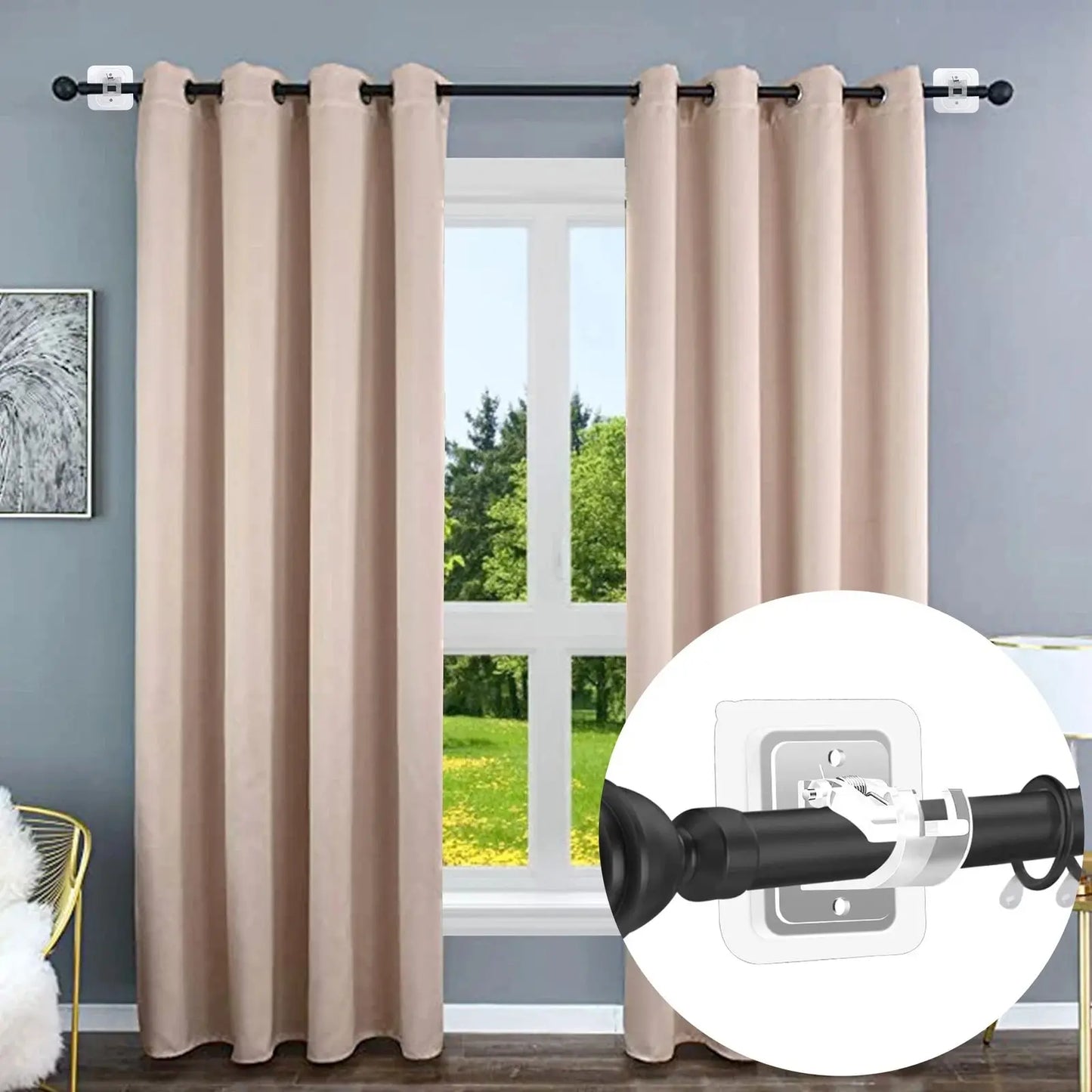 Curtain Rod Brackets with Clips,Transparent Drapery Hooks,Rod Hanging