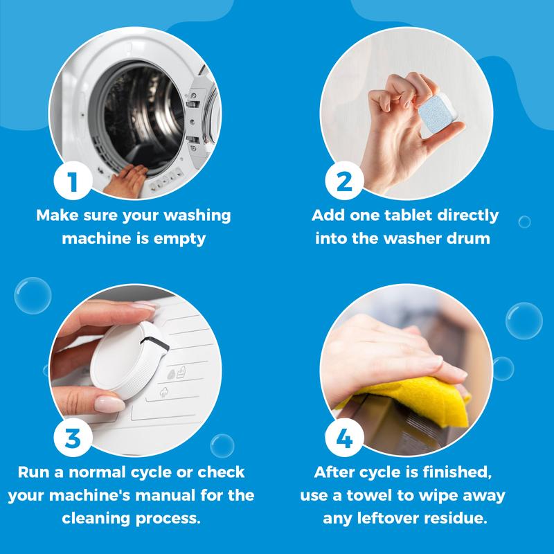 Washing Machine Cleaner Descaler 12 Pack - Clean Inside Drum And Laundry Tub Seal