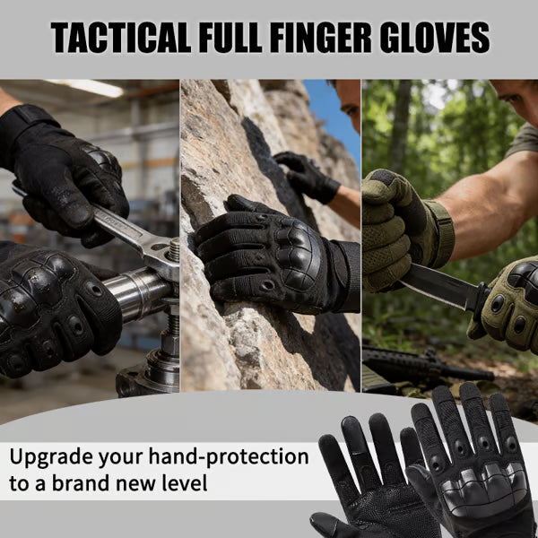 Tactical Full Finger Gloves - Soft Knuckle Protection