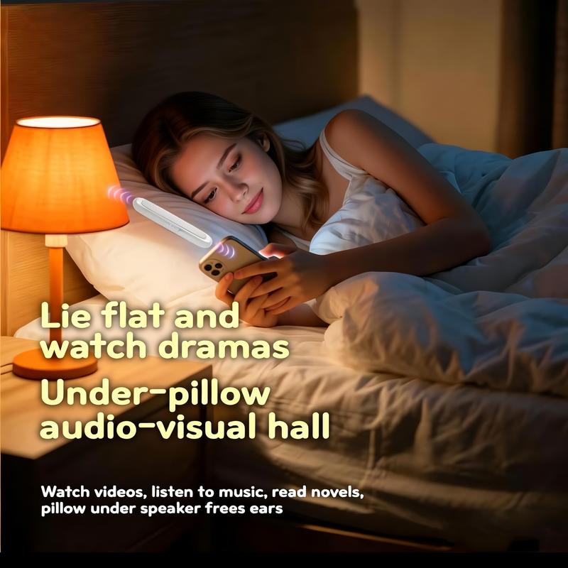 Under-Pillow Sleep Speaker (Bluetooth 5.4) — Gentle Vibration Audio + White Noise + Sleep Timer