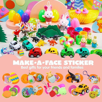 120Pcs Prefilled Easter Egg Kit | Prefilled with Toys & Stickers 🐰