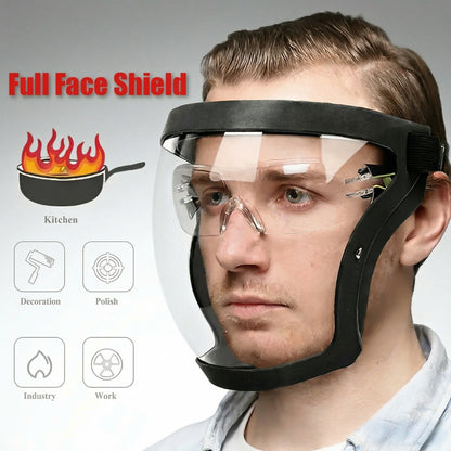 Transparent Visor - Adjustable Full-Face Protective Shield Heat & Impact Resistant for Work, Kitchen, and Outdoor