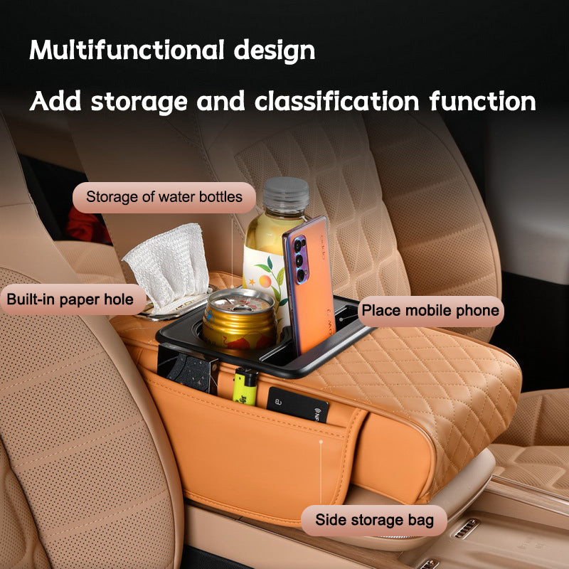Car armrest storage bag, multi-functional 4-in-1 mat, suitable for car armrests