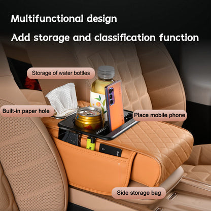 Car armrest storage bag, multi-functional 4-in-1 mat, suitable for car armrests