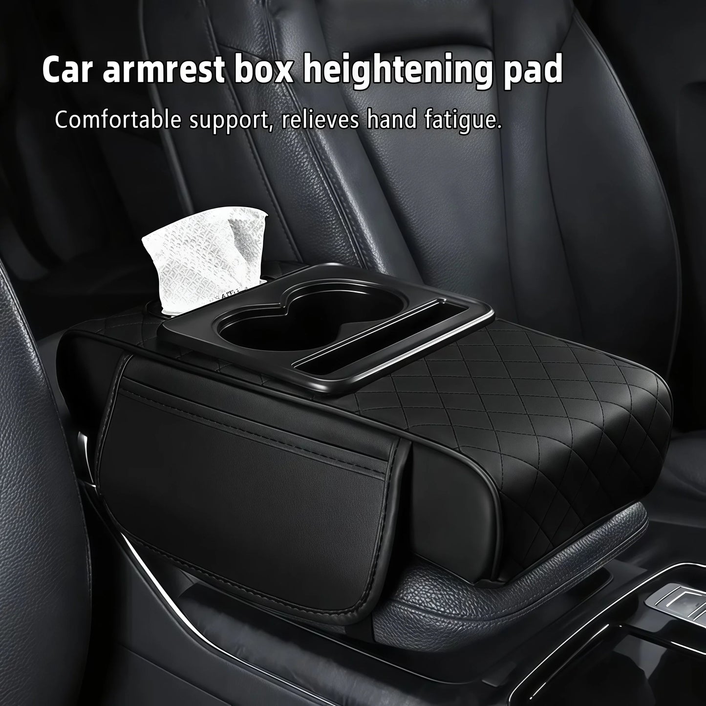 Car armrest storage bag, multi-functional 4-in-1 mat, suitable for car armrests
